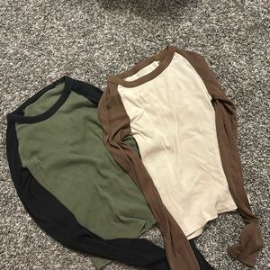 Brandy Melville bundle of two color block long sleeve tops